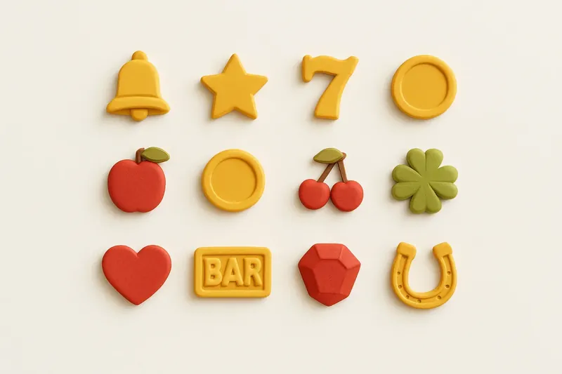 Twelve mini slot symbols arranged in a clean 4x3 grid